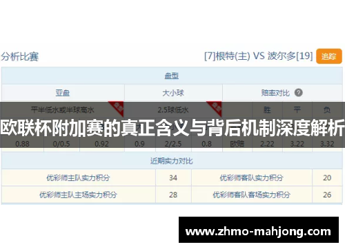 欧联杯附加赛的真正含义与背后机制深度解析 欧联杯附加赛的真正含义与背后机制深度解析